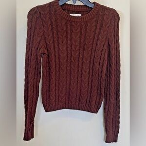 American Eagle brown cable knit sweater XS cozy fall winter pullover